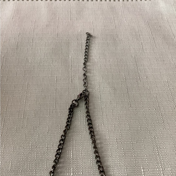 Rhinestone Silver Tone Choker Necklace - Picture 2 of 3